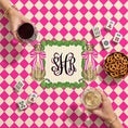 Load image into Gallery viewer, Custom Mahjong Tablecloth, Card Game Table Cover, Monogram, Personalized, Letter, Initial, Preppy, Leopards, Pink Checkers
