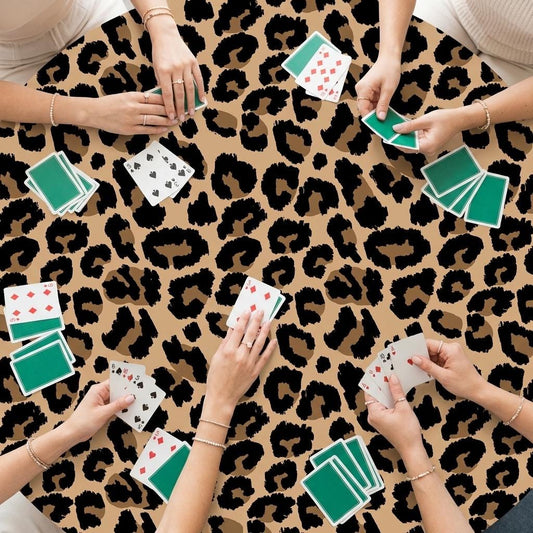 Custom Mahjong Tablecloth, Card Game Table Cover, Monogram, Personalized, Initials, Trendy Colors, Popular, Animal Leopard Cheetah Pattern