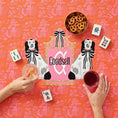 Load image into Gallery viewer, Custom Mahjong Tablecloth, Card Game Table Cover, Monogram, Personalized, Initial, Preppy, Chinoiserie, Pink Orange, Staffordshire Dogs
