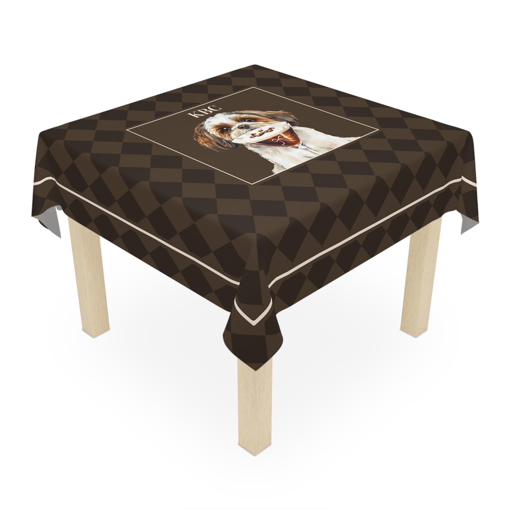 Custom Mahjong Tablecloth, Card Game Table Cover, Monogram, Personalized, Letter, Initial, Pet Portrait, Dog, Cat, Pet Lover Gift