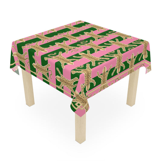 Custom Mahjong Tablecloth, Card Game Table Cover, Monogram, Personalized, Letters, Initial, Leopard Cheetah Oriental Rug Design
