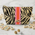 Load image into Gallery viewer, Custom Mahjong Zip Bag, Tile Pouch, Game Bag, Preppy, Large, Monogram, Personalized, Letter, Initial, Tortoise, Leopard
