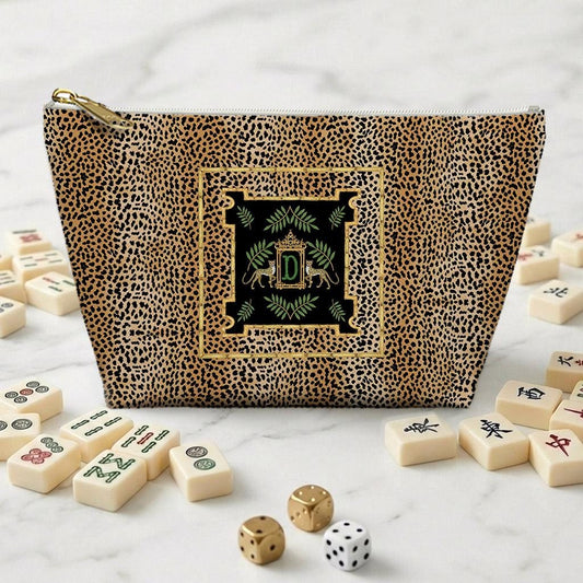 Custom Mahjong Zip Bag, Tile Pouch, Travel, Tech, Game Bag, Chinoiserie, Preppy, Large, Monogram, Personalized, Letter, Initial, Dice, Toile
