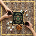 Load image into Gallery viewer, Custom Mahjong Tablecloth, Card Game Table Cover, Monogram, Personalized, Letter, Initial, Preppy, Cheetah, Leopards, Pagoda, Bamboo, Green
