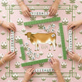 Load image into Gallery viewer, Custom Mahjong Tablecloth, Card Game Table Cover, Monogram, Personalized, Pastel Cottage Core, Longhorn Cattle Cow, Preppy, Grand Millennial
