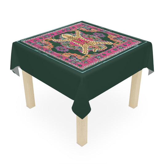 Custom Mahjong Tablecloth, Card Game Cover, Monogram, Personalized, Letter, Initial, Preppy, Tibetan Leopard Cheetah, Oriental Rug Design