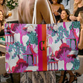 Load image into Gallery viewer, Custom Mahjong Tote Bag, Large Travel Bag, Monogram, Rope, Personalized, Letter, Initial, Dice, Chinoiserie, Pagoda, Fun, Mahjong Gift
