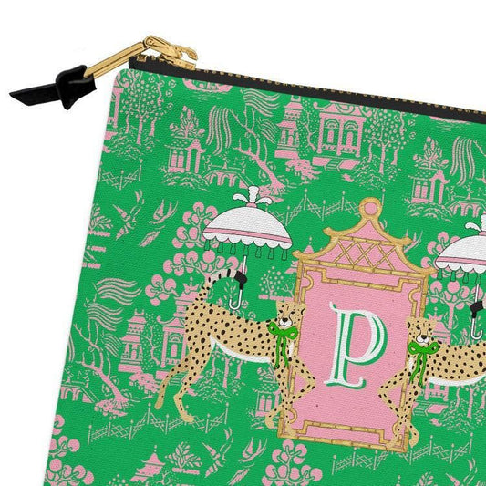 Custom Mahjong Card Zip Accessory Bag, Pouch, Game, Chinoiserie, Card Holder, Monogram, Personalized, Letter, Initial, Dice, Toile, Gift