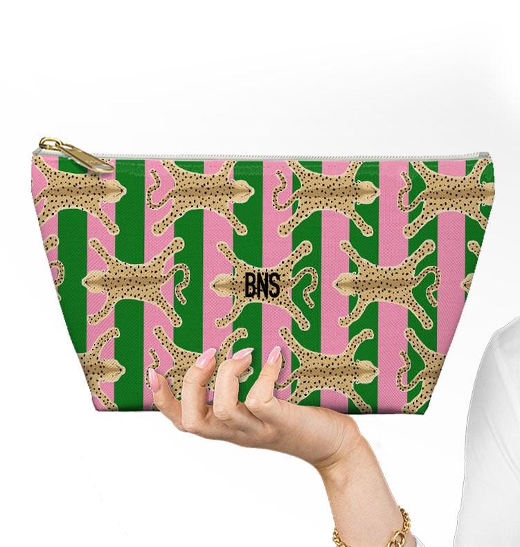 Custom Zip Mahjong Card Bag, Monogram, Personalized, Letter, Initial, Travel Pouch, Tech, Chinoiserie, Preppy, Leopard, Cheetah Rug, Stripes