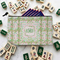 Load image into Gallery viewer, Custom Mahjong Zip Bag, Tile Pouch, Games, Large, Monogram, Personalized, Letter, Initial, Preppy, Dainty, Pastel, Whimsy Flowers and Twigs
