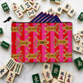 Load image into Gallery viewer, Custom Mahjong Zip Bag, Tile Pouch, Games, Large, Monogram, Personalized, Letter, Initial, Chinoiserie, Preppy, Tibetian Tigers, Stripes
