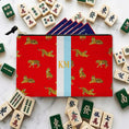 Load image into Gallery viewer, Custom Mahjong Tile Zip Bag, Card Pouch, Game Bag, Preppy, Monogram, Personalized, Letter, Initial, Preppy Tiger, Stripe, Red, Pink, Green
