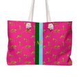 Load image into Gallery viewer, Custom Mahjong Tote Bag, Large Travel Bag, Monogram, Rope, Personalized, Letter, Initial, Preppy Leopard Cheetah, Stripes, Green, Blue, Pink
