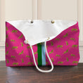 Load image into Gallery viewer, Custom Mahjong Tote Bag, Large Travel Bag, Monogram, Rope, Personalized, Letter, Initial, Preppy Leopard Cheetah, Stripes, Green, Blue, Pink
