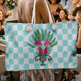 Load image into Gallery viewer, Custom Mahjong Tote Bag, Large Travel Bag, Monogram, Rope, Personalized, Letter, Initial, Preppy, Chinoiserie, Ginger Jar, Oranges, Stripes

