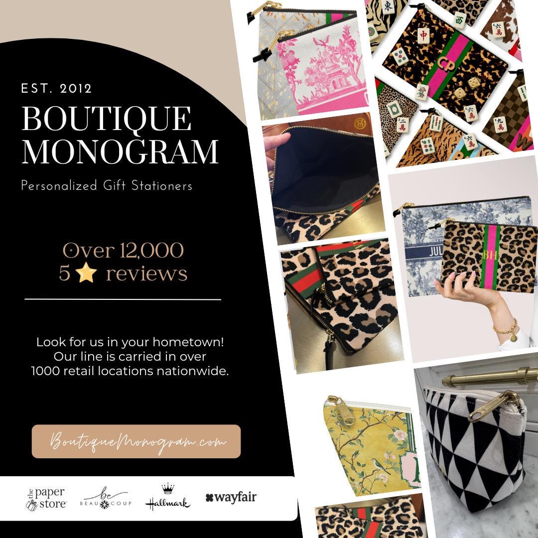 Custom Zip Mahjong Card Bag, Monogram, Personalized, Letter, Initial, Travel Pouch, Tech, Chinoiserie, Tibetan Tiger, Stripes, Preppy