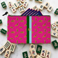 Load image into Gallery viewer, Custom Mahjong Tile Zip Bag, Card Pouch, Game Bag, Preppy, Monogram, Personalized, Letter, Initial, Preppy Leopard Cheetah, Stripe
