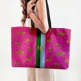 Load image into Gallery viewer, Custom Mahjong Tote Bag, Large Travel Bag, Monogram, Rope, Personalized, Letter, Initial, Preppy Leopard Cheetah, Stripes, Green, Blue, Pink
