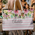 Load image into Gallery viewer, Custom Mahjong Tote Bag, Large Travel Bag, Monogram, Rope, Personalized, Letter, Initial, Preppy Tiger, Stripes, Green, Blue, Pink, Red
