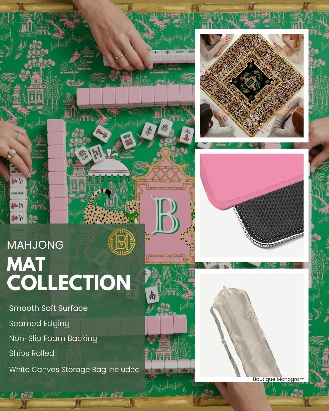 Personalized Mahjong Platter, Custom Serving, Plate, Monogram, Gift, Housewarming Gift, Hostess Gift, Preppy, Leopard Umbrella Chinoiserie.