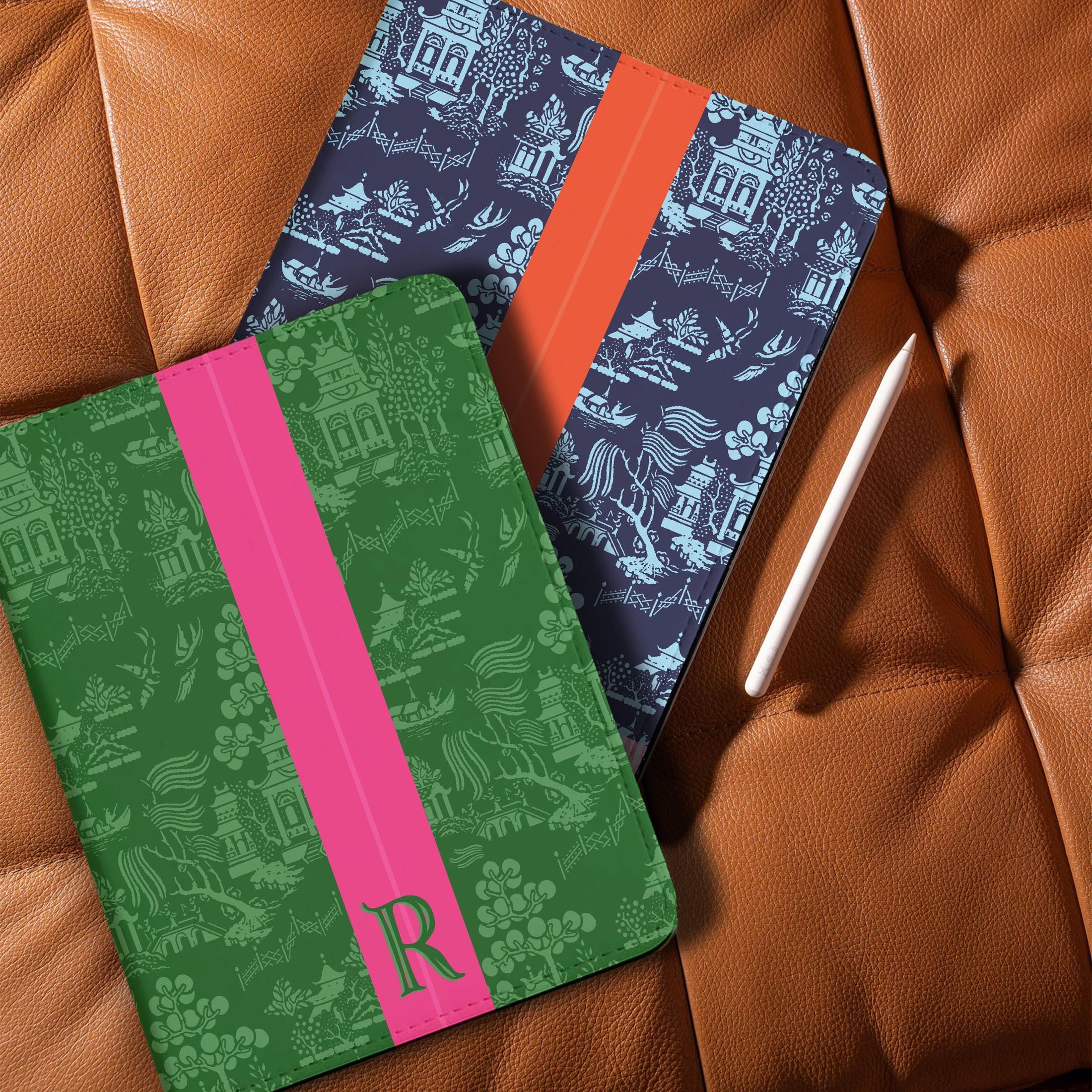 Personalized Ipad Case, Pro, Air, 11, 12.9, Custom Cover, Monogram, Folio, Stand, Name, Chinoiserie, Bright, Maximalist, Stripe