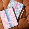 Load image into Gallery viewer, Personalized Ipad Case, Pro, Air, 11, 12.9, Custom Cover, Monogram, Folio, Stand, Name, Fancy Love Roses, Blue, Pink
