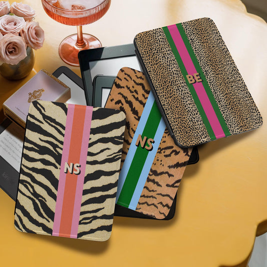Personalized Kindle Case, 6",6.8",7",11th Gen, Paperwhite,Colorsoft, Signature,Custom Cover,Handle, Initials, Tortoise, Zebra, Tiger, Stripe