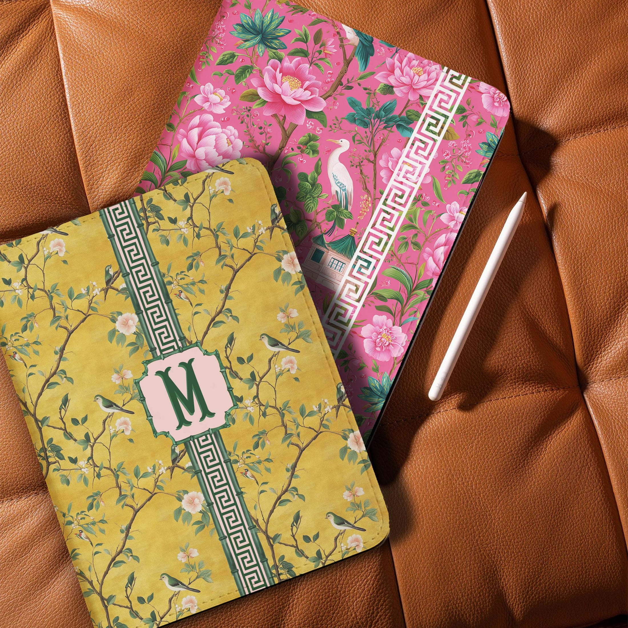 Personalized Ipad Case, Pro, Air, 11, 12.9, Custom Cover, Monogram, Folio, Stand, Initial, Gold, Green, Pink, Grand Millennial, Chinoiserie