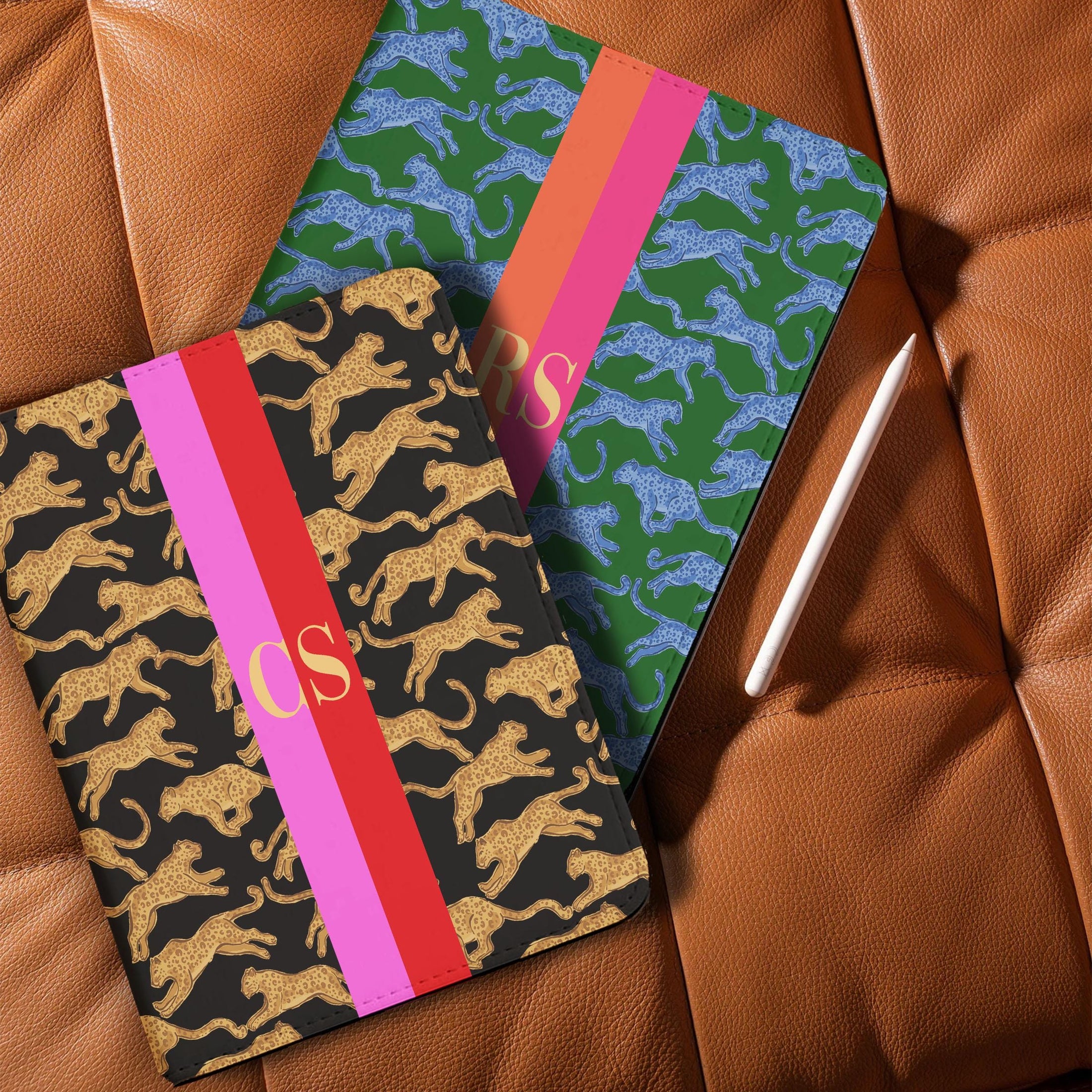 Personalized Ipad Case, Pro, Air, 11, 12.9, Custom Cover, Monogram, Folio, Stand, Initial, Preppy, Bright Leopard, Stripes