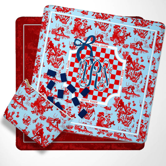 Custom Football Toile Mahjong Mat