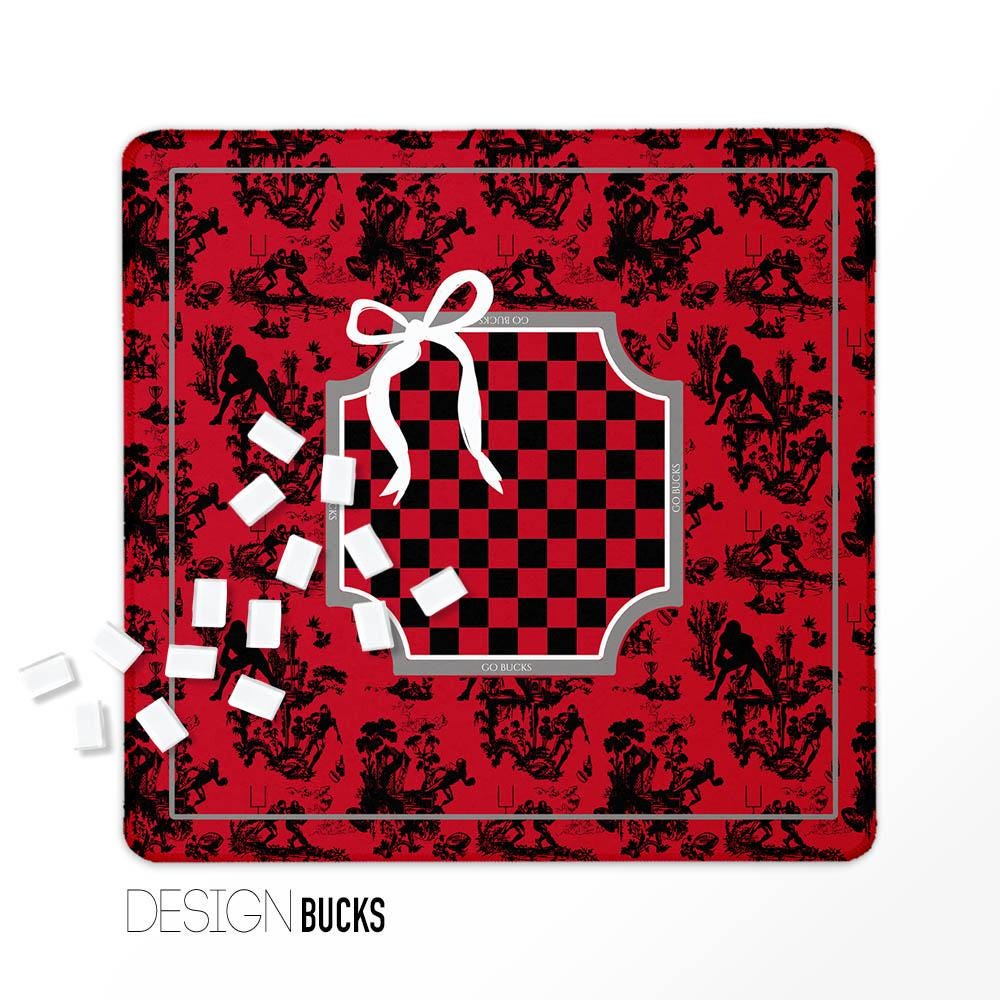 Custom Football Toile Mahjong Mat, Neoprene, Personalized, Monogrammed, Red, Blue, Purple, Green, Grey, Black, Alabama, Ohio, Georgia, Miss