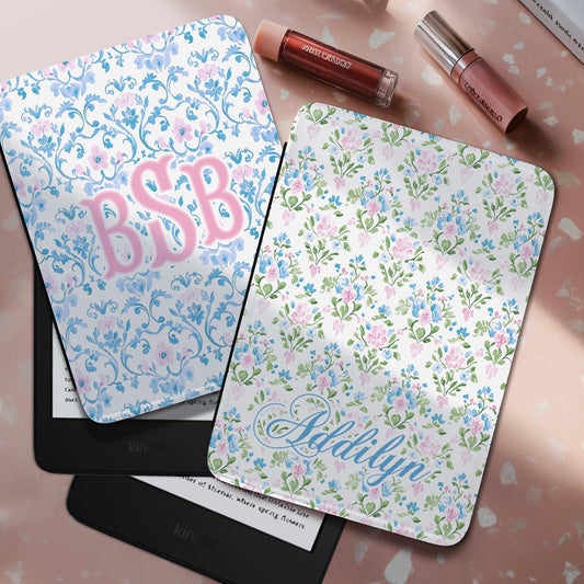 Personalized Kindle Case, 6", 6.8", 7" Paperwhite Colorsoft Signature, Custom Initials, Name, Monogram, Pastel Grand Millennial, Floral