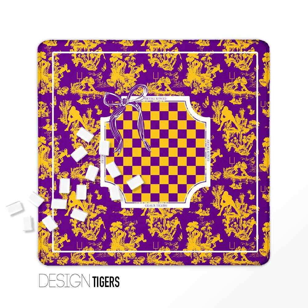 Custom Football Toile Mahjong Mat, Neoprene, Personalized, Monogrammed, Red, Blue, Purple, Green, Grey, Black, Alabama, Ohio, Georgia, Miss