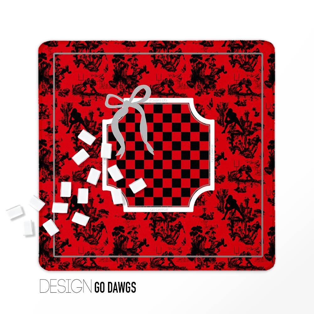 Custom Football Toile Mahjong Mat, Neoprene, Personalized, Monogrammed, Red, Blue, Purple, Green, Grey, Black, Alabama, Ohio, Georgia, Miss
