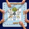 Load image into Gallery viewer, Custom Mahjong Mat, 31.5", Neoprene, Personalized, Monogrammed, Initial, Winter, Holiday, Christmas, Blue White Stiripe Nutcrackers, Preppy
