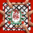 Load image into Gallery viewer, Custom Mahjong Mat, 31.5", Neoprene, Personalized, Monogrammed, Letter, Initial, Winter, Holiday, Christmas, Wreath, Gift, Topiary, Preppy
