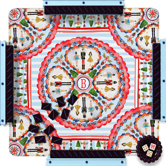 Custom Mahjong Mat, 31.5", Neoprene, Personalized, Monogrammed, Initial, Winter, Holiday, Christmas, Nutcracker, Ballerina, Preppy