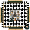 Load image into Gallery viewer, Custom Mahjong Mat, 31.5", Neoprene, Personalized, Monogrammed, Initial, Winter, Holiday, Christmas, Black White Harlequin Nutcrackers
