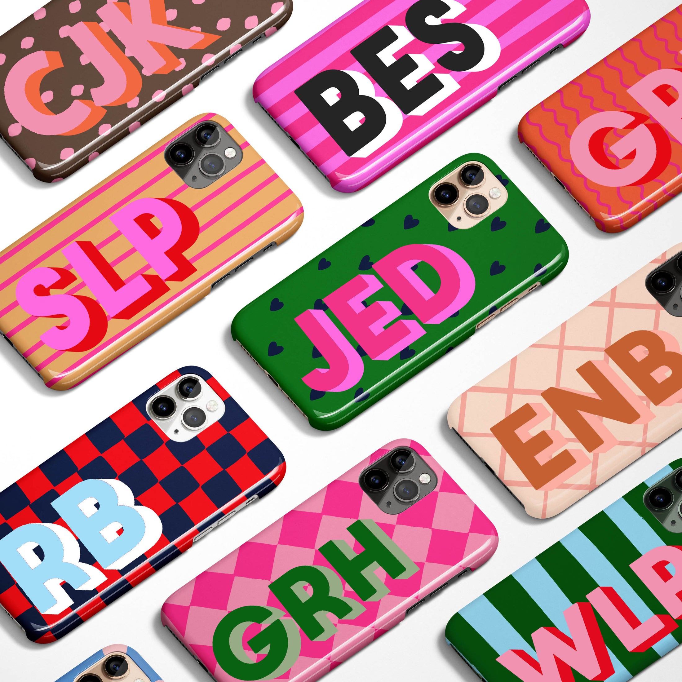 Personalized Shadow Initial Phone Case, Bold Pattern