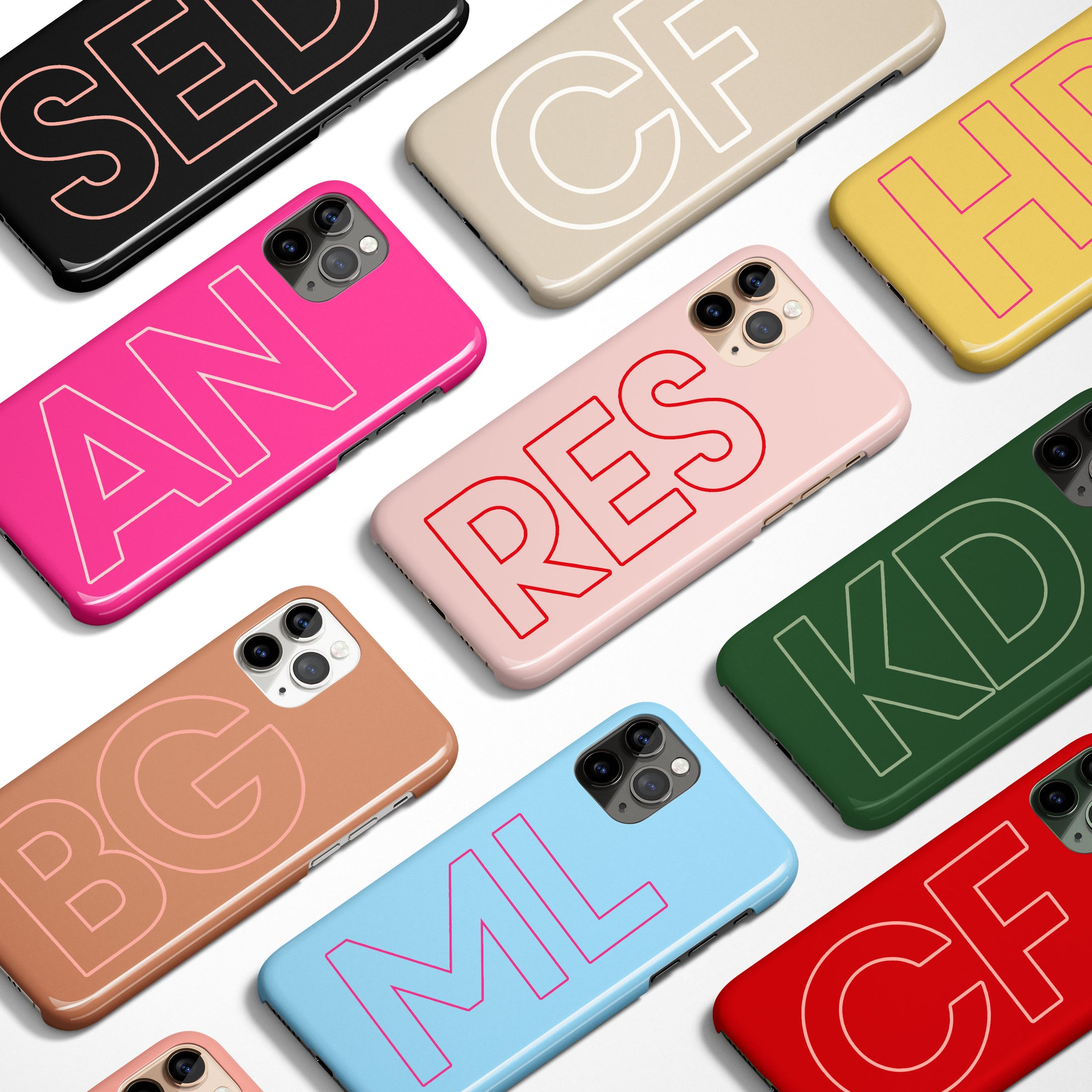 Personalized Shadow Initial Phone Case, Outline