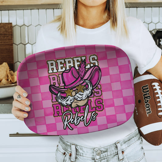 College Serving Platter, Pink Fan Collection