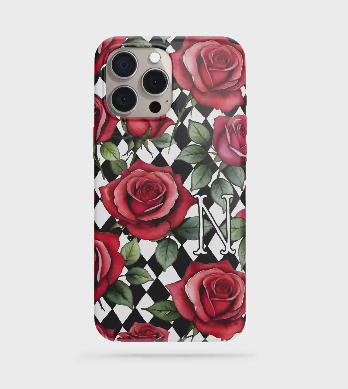 Personalized Red Rose Initial Phone Case