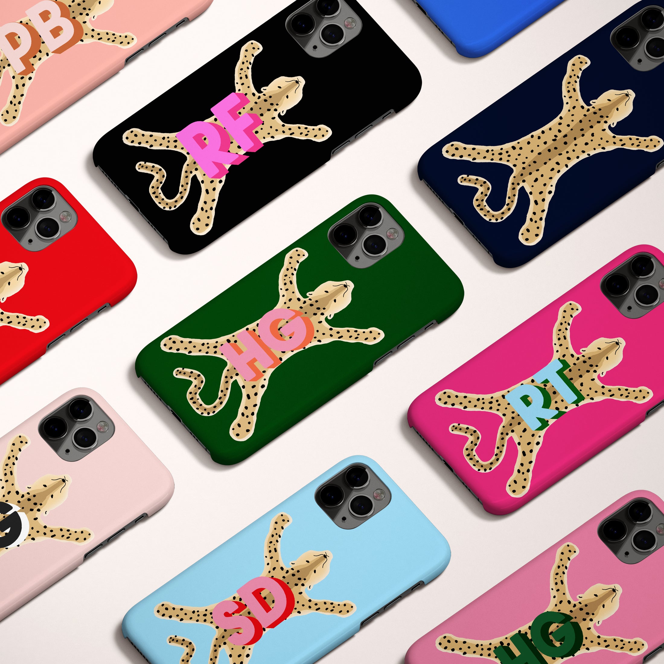 Personalized Large Initial Phone Case, Leopard