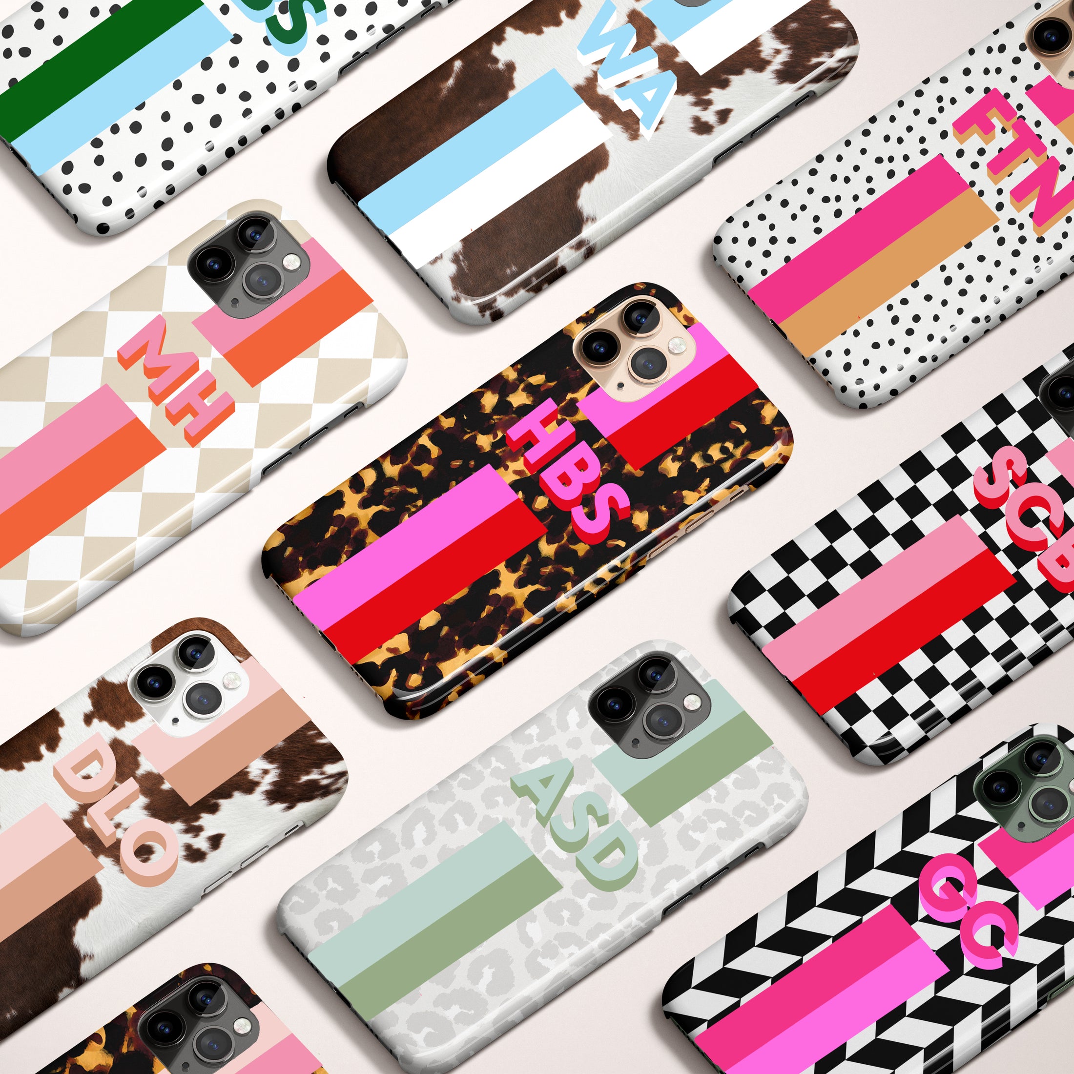 Personalized Large Initial Phone Case, Stripes