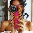 Load image into Gallery viewer, Personalized Large Initial Phone Case, Stripe Tiger

