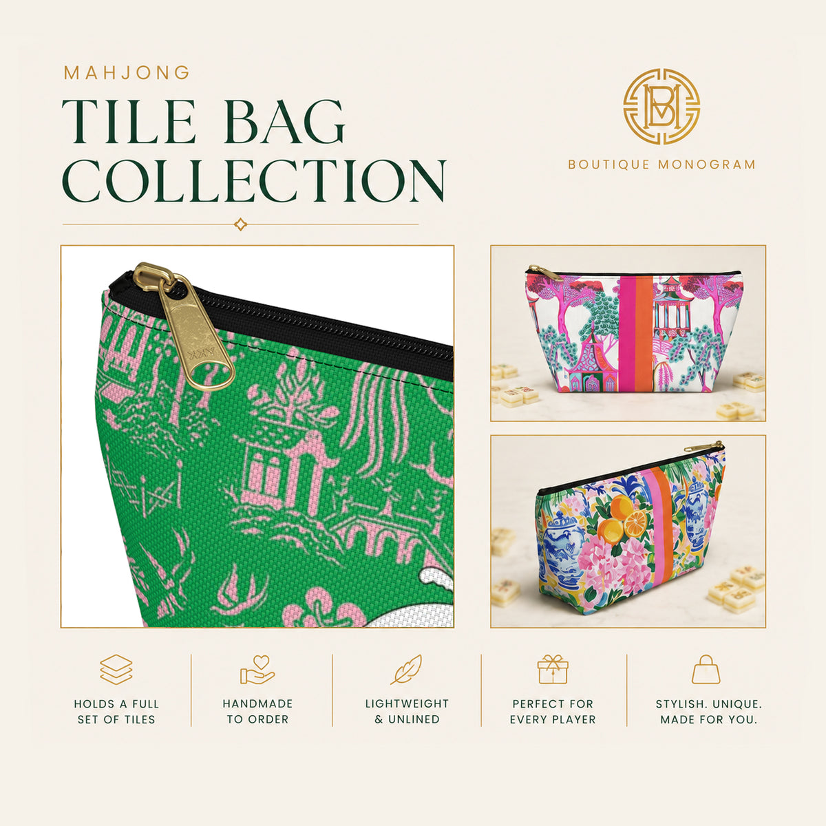 Mahjong Tile Bag, Wholesale  Mahjong Bags- Boutique Monogram
