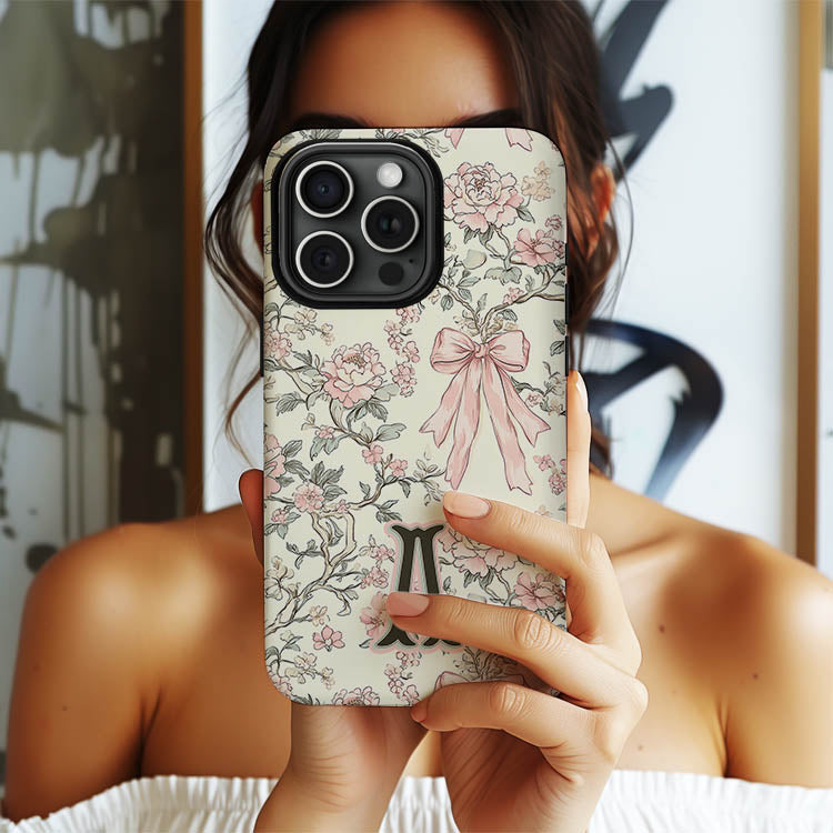 Personalized Large Initial Phone Case, Chinoiserie Preppy