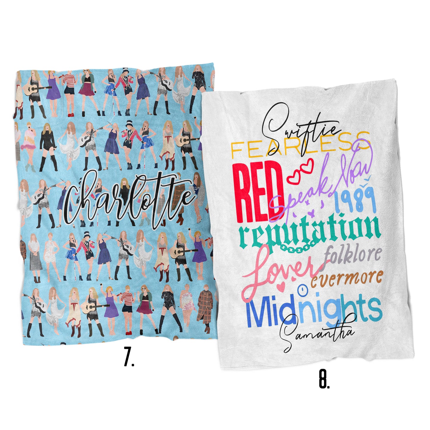 Taylor Swift Eras Tour Plush and Furry Sherpa Personalized Blankets