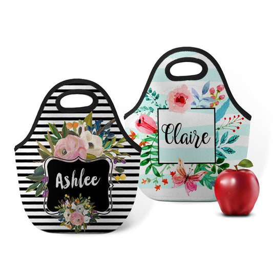 Personalized Lunch Totes, Custom Lunch Box, Monogram Lunch Bag, Custom Snack Bag, Zip Tote, Insulated Bag, Neoprene Tote, Backpack Lunch Bag