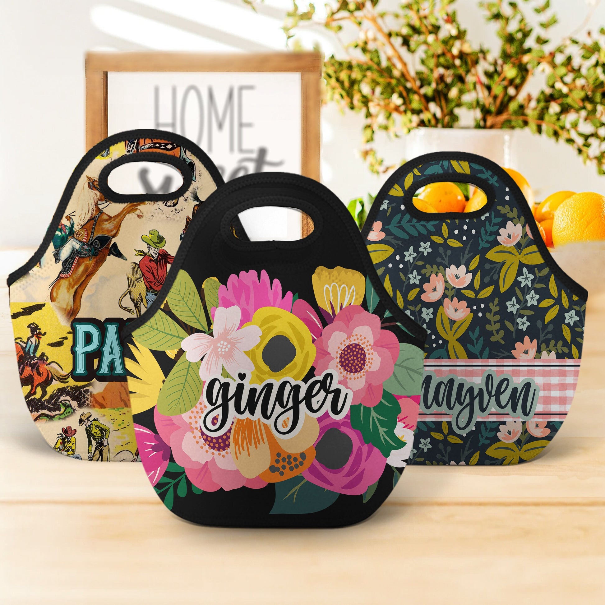 Personalized Lunch Totes, Custom Lunch Box, Monogram Lunch Bag, Custom Snack Bag, Zip Tote, Insulated Bag, Neoprene Tote, Backpack Lunch Bag
